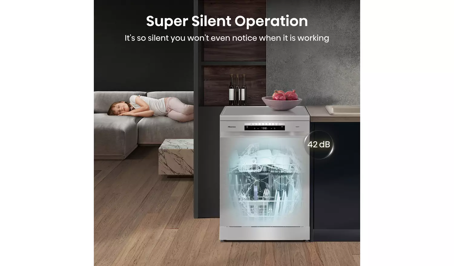 Hisense HS673C60XUK Full Size Dishwasher - Stainless Steel