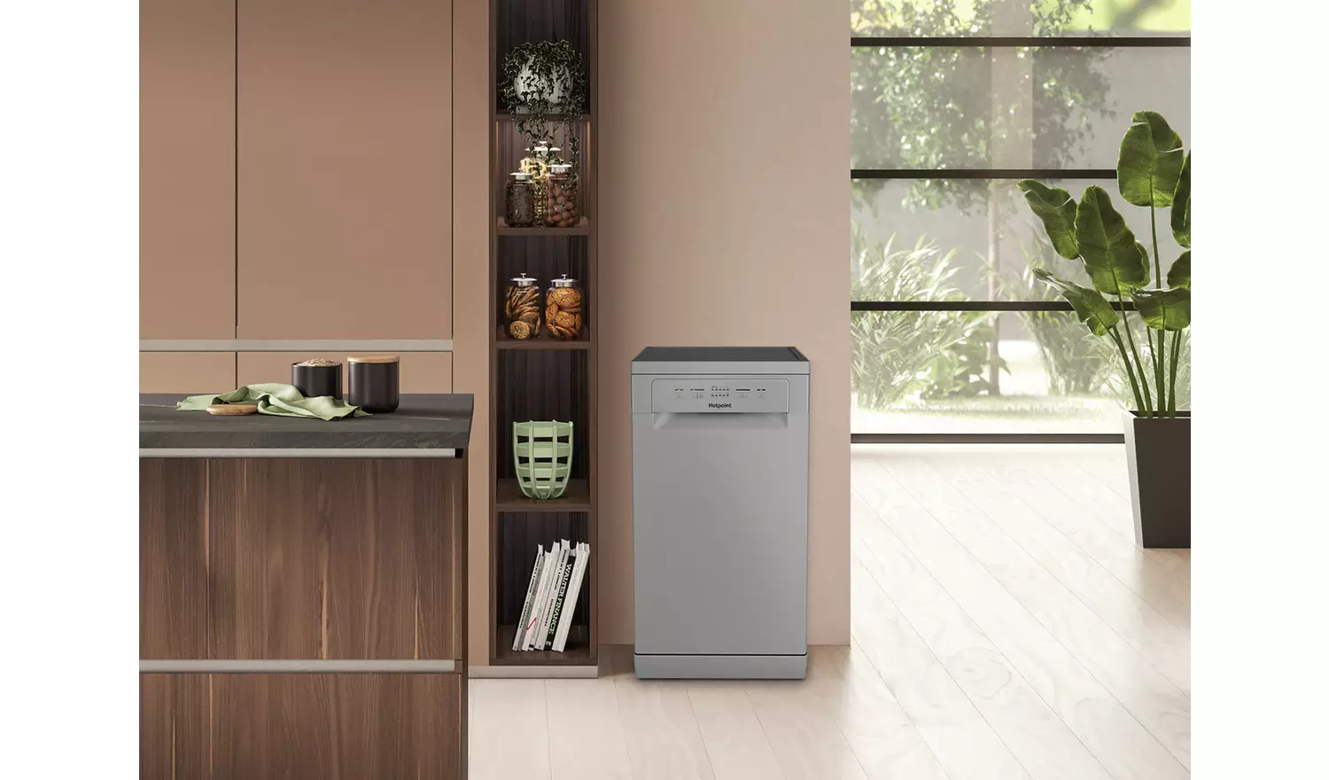 Hotpoint HP2FE10CS90SUK Slimline Dishwasher - Silver