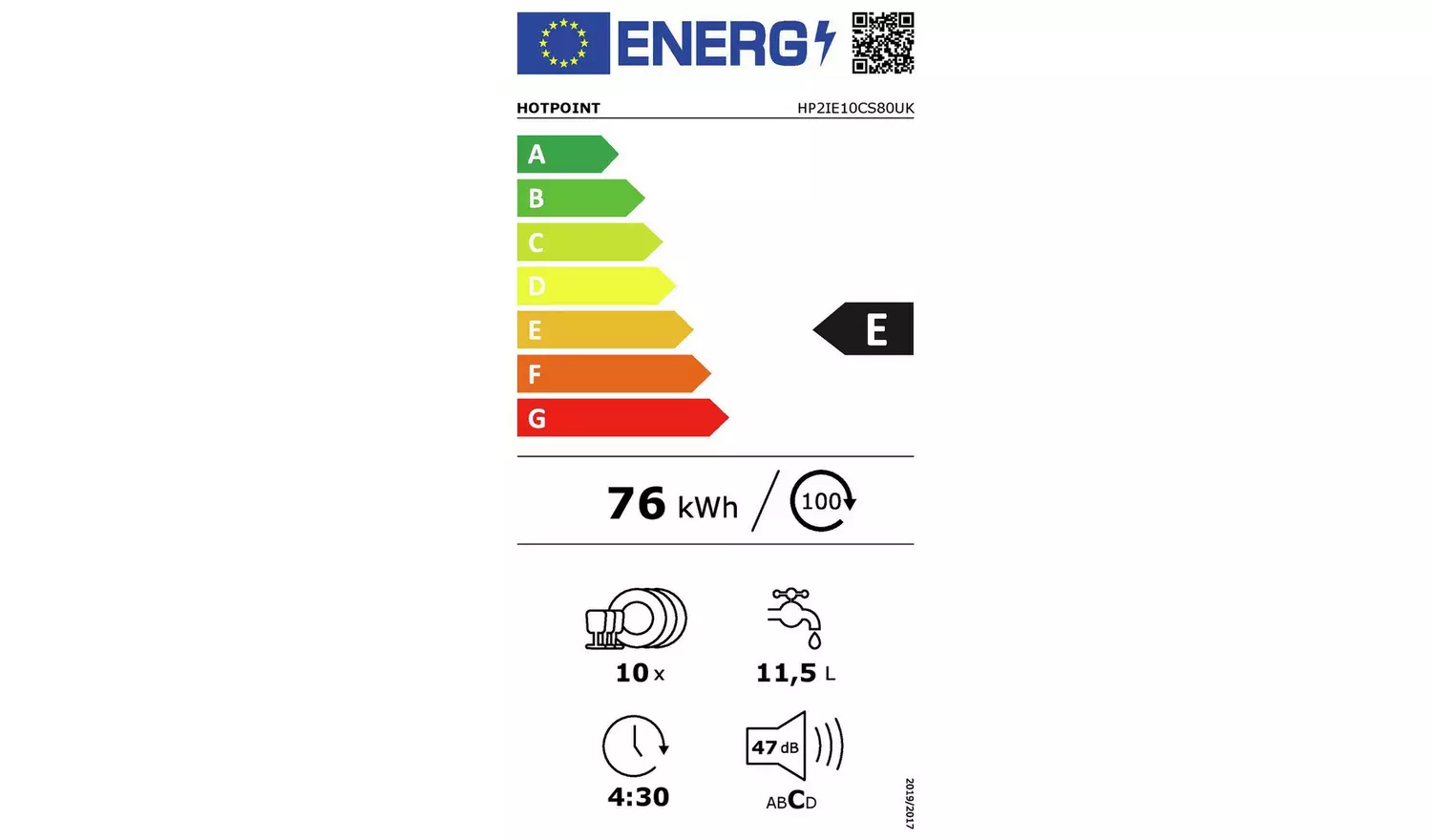 Hotpoint HP2IE10CS80UK Slimline Integrated Dishwasher