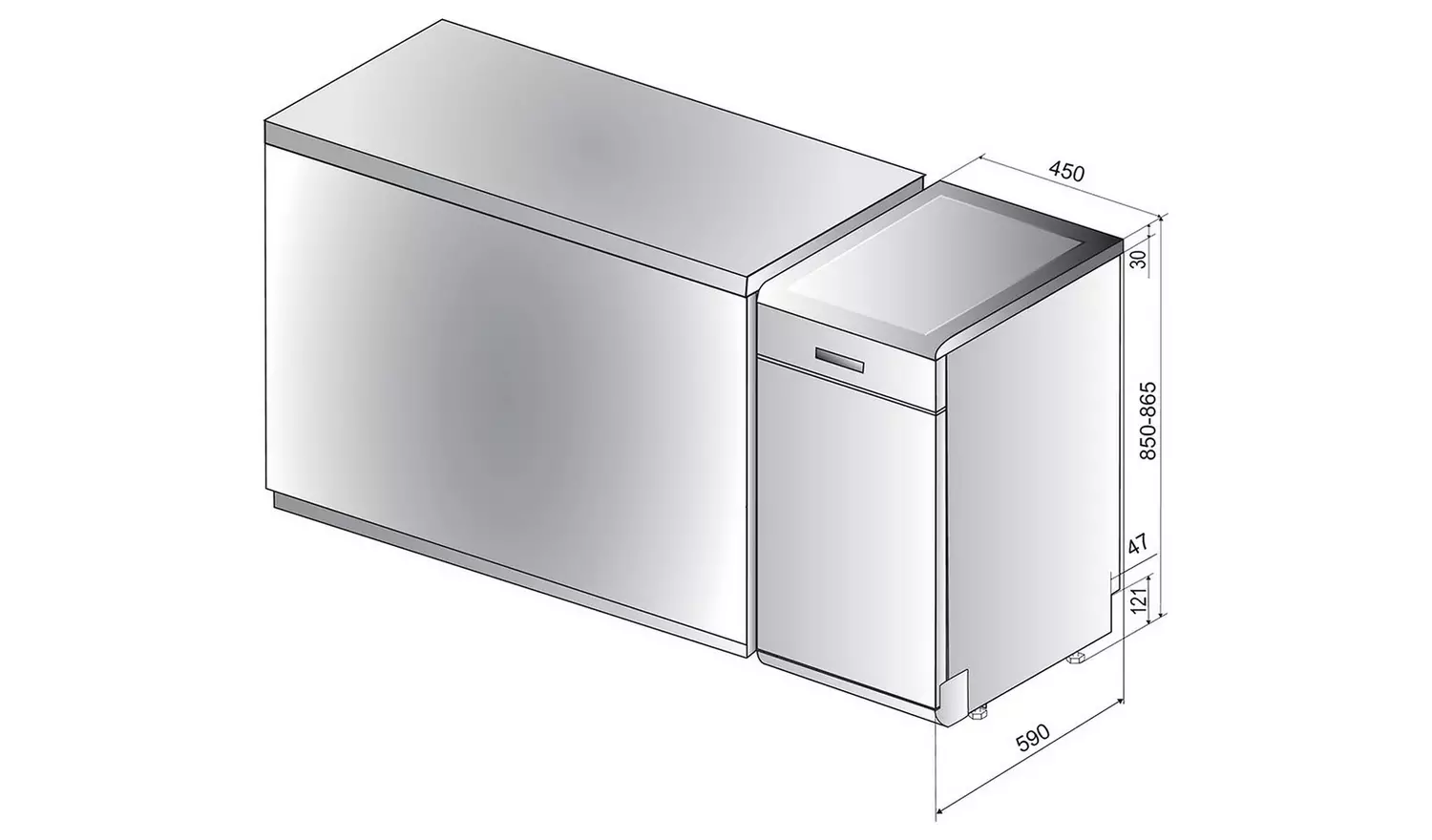 Hotpoint HSFO3T223WXUK Slimline Dishwasher - Stainless Steel