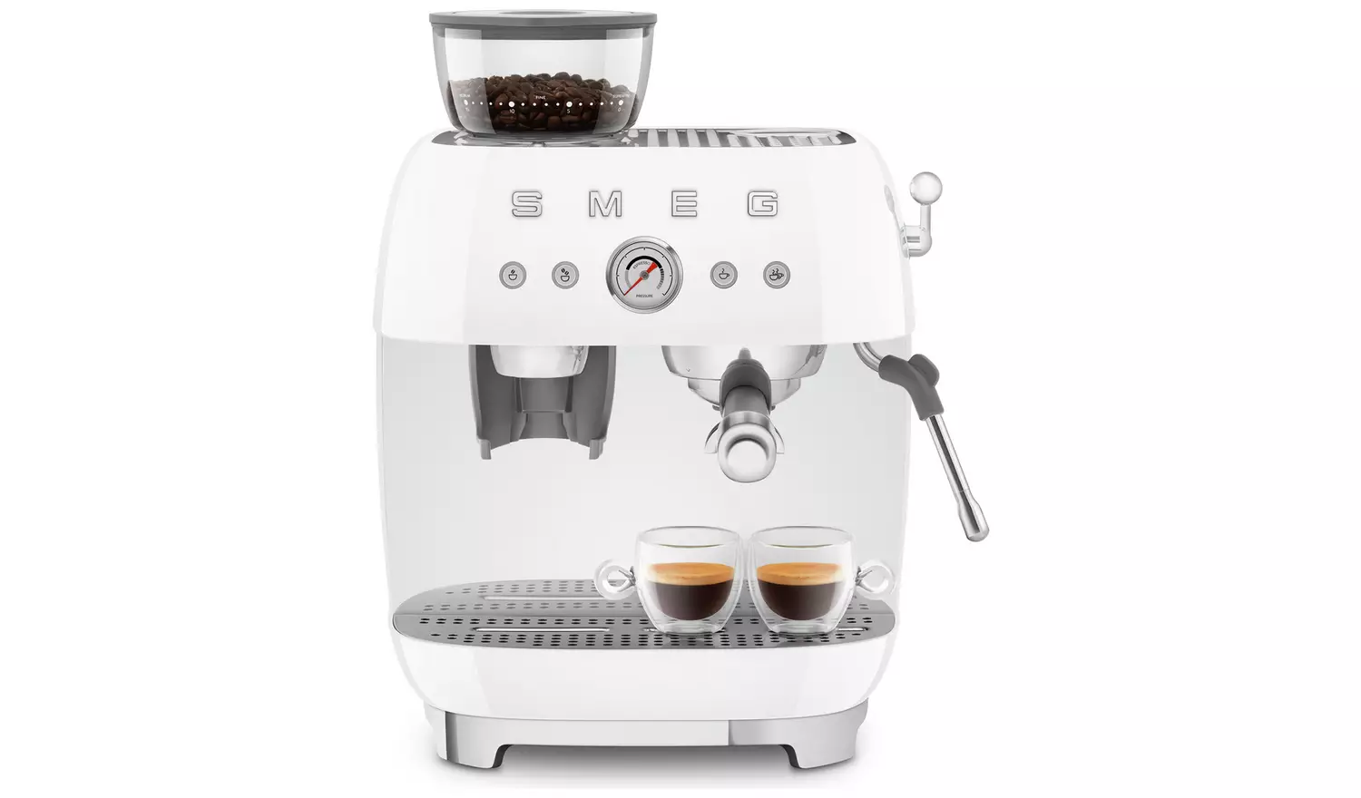 Smeg EGF03WHUK Espresso Coffee Machine with Grinder - White