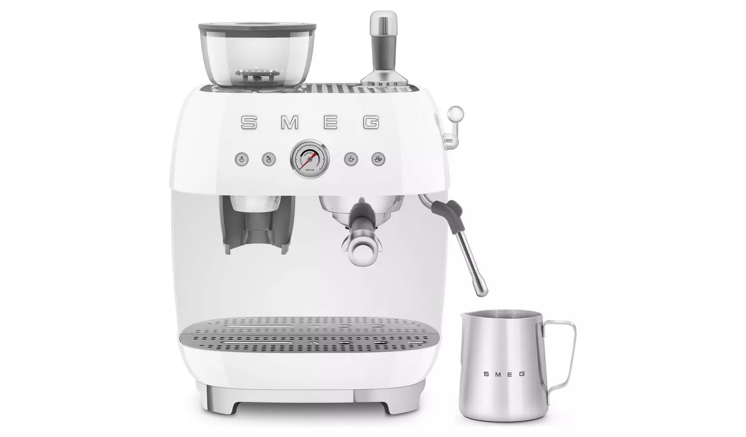 Smeg EGF03WHUK Espresso Coffee Machine with Grinder - White