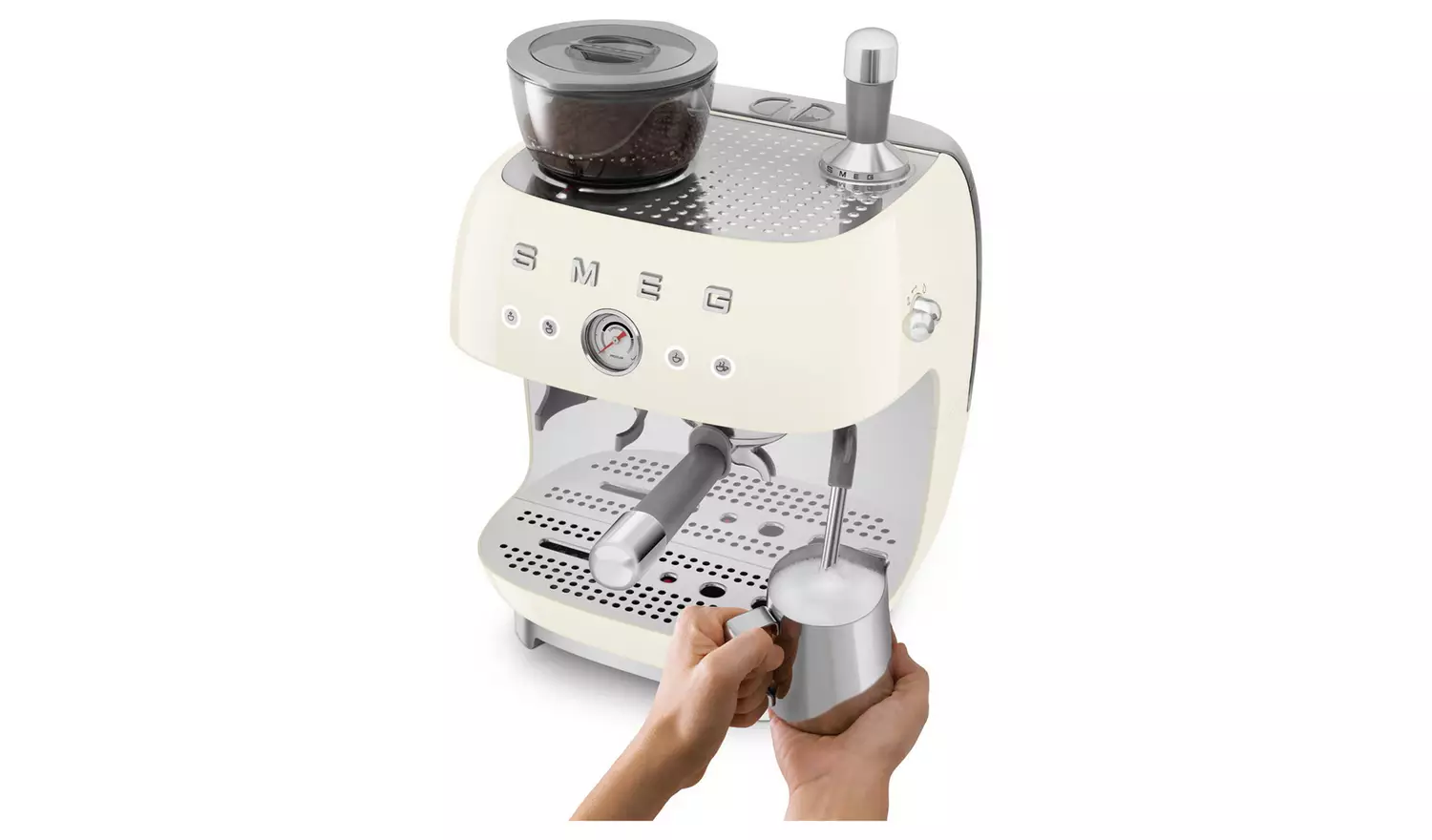 Smeg EGF03CRUK Espresso Coffee Machine with Grinder - Cream