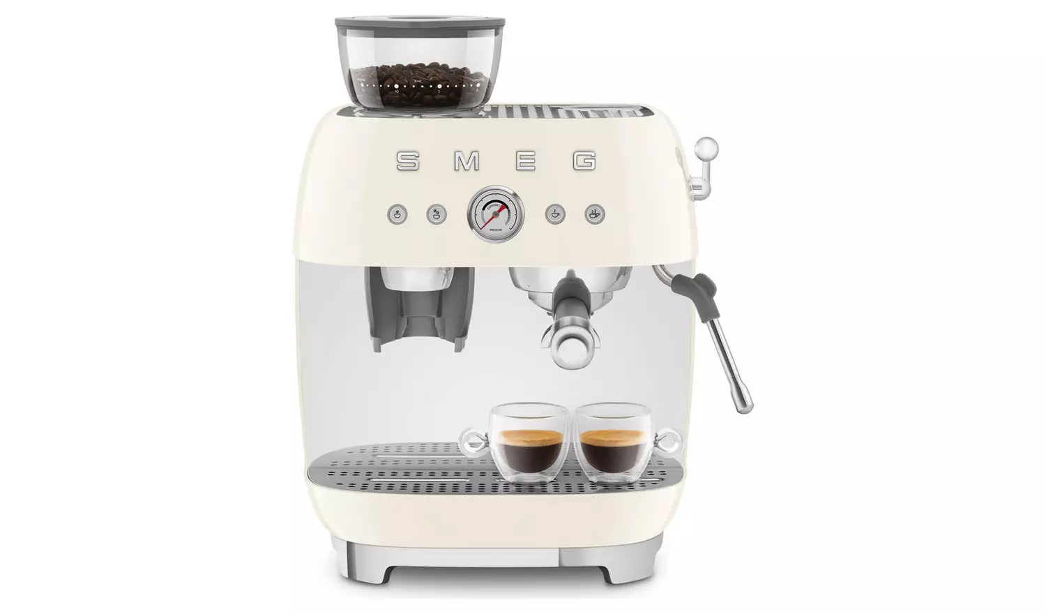 Smeg EGF03CRUK Espresso Coffee Machine with Grinder - Cream