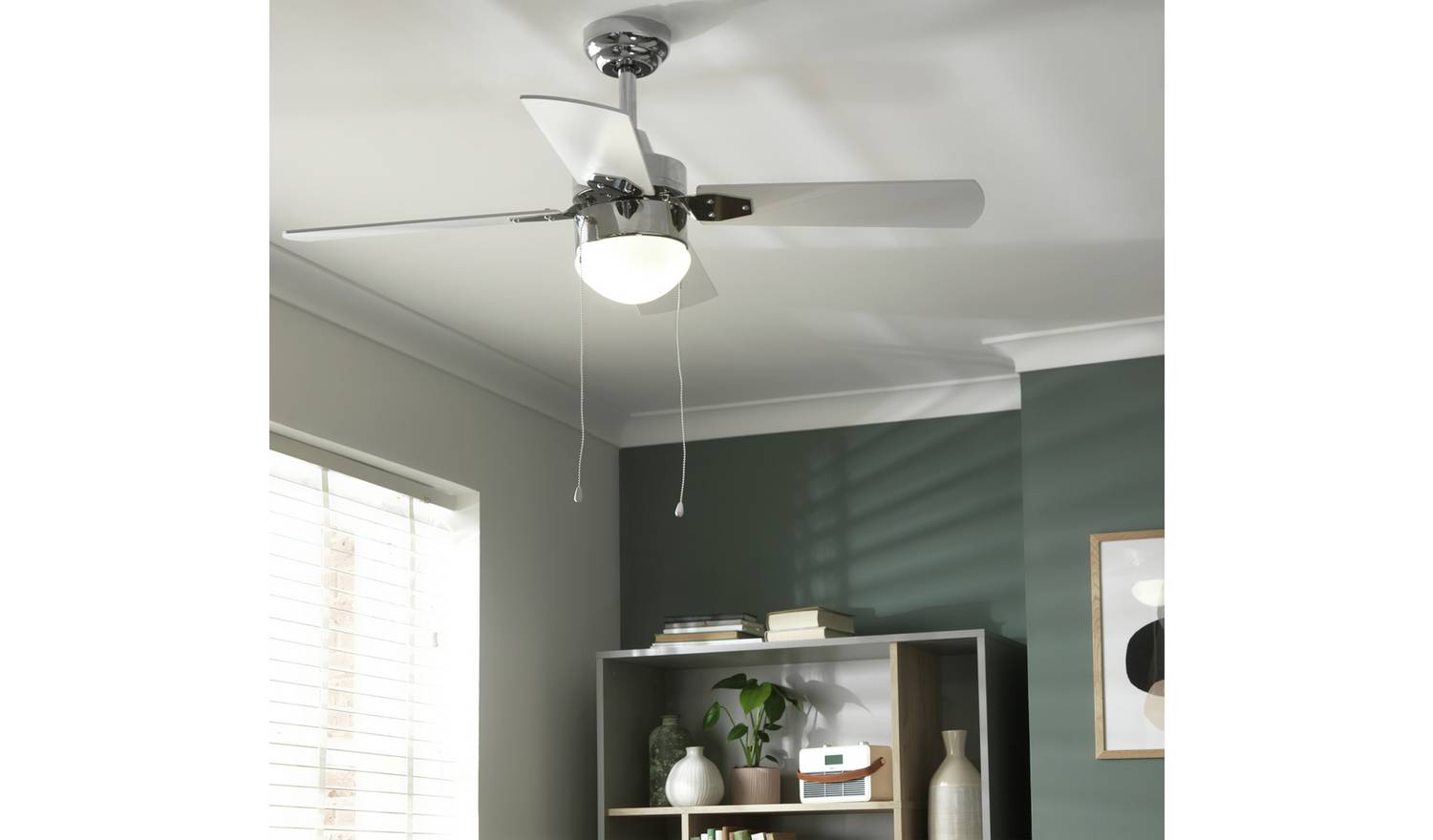 Argos Home Ceiling Fan - Chrome & White