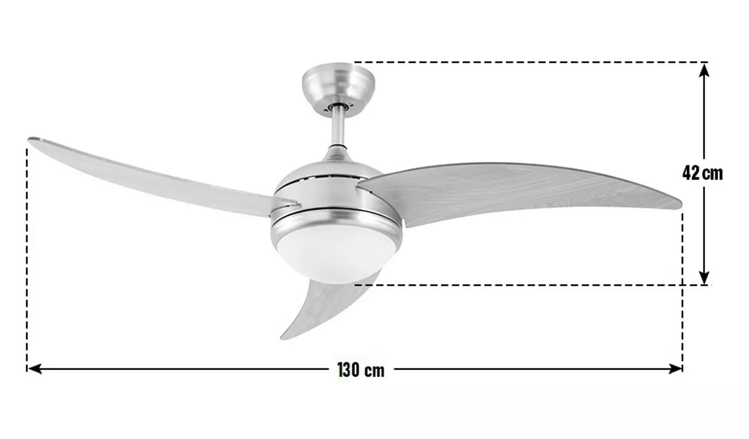 Argos Home Anders Wooden 3 Arm Remote Control Ceiling Fan