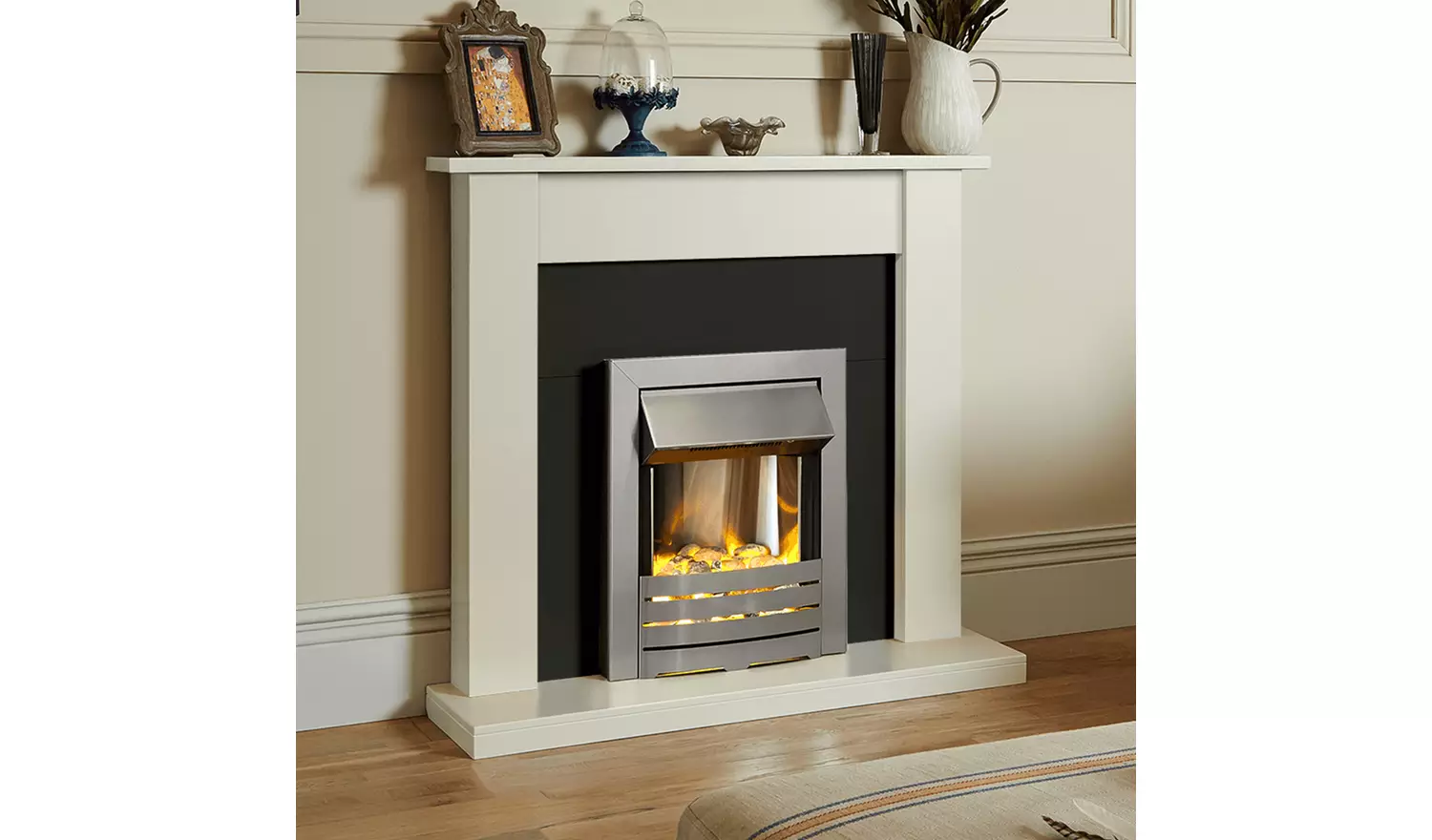 Adam Helios Electric Inset Fire - Brushed Steel