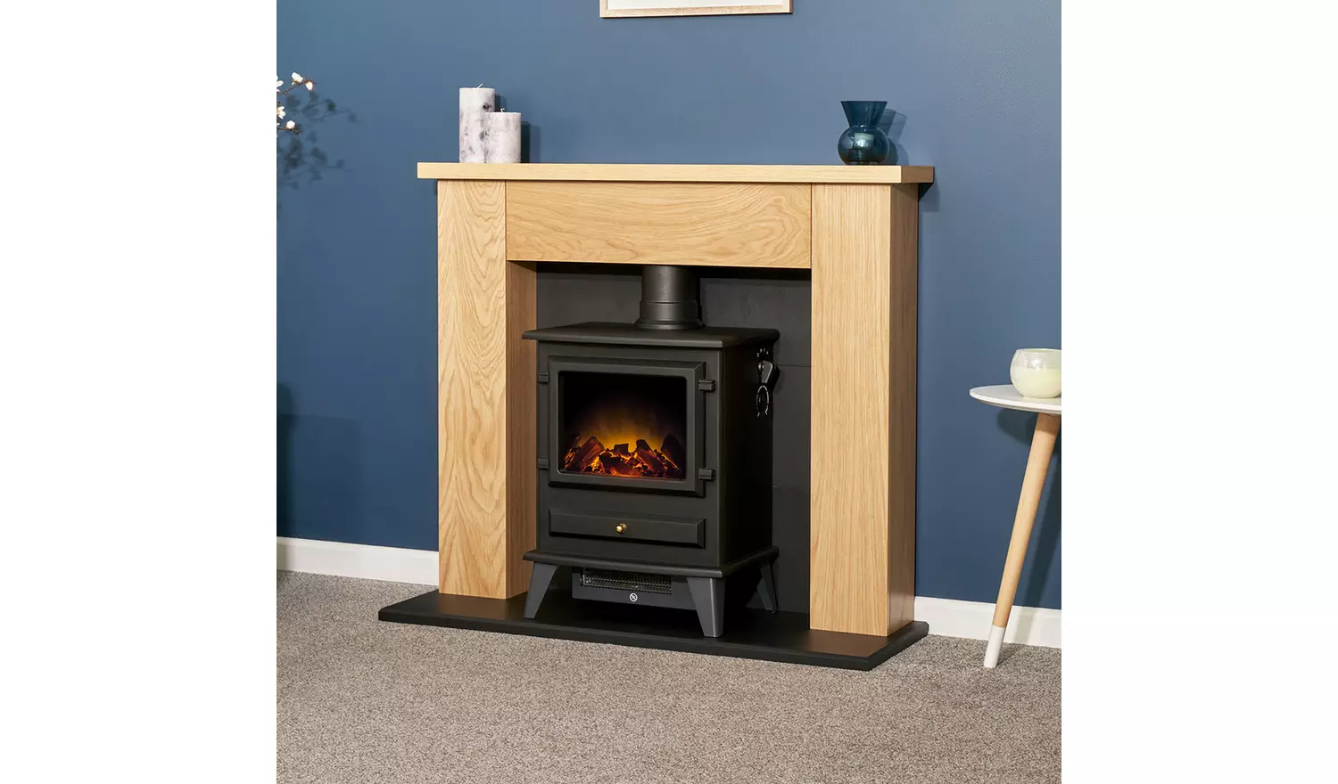 Adam Electric Freestanding Stove Suite - Oak & Black