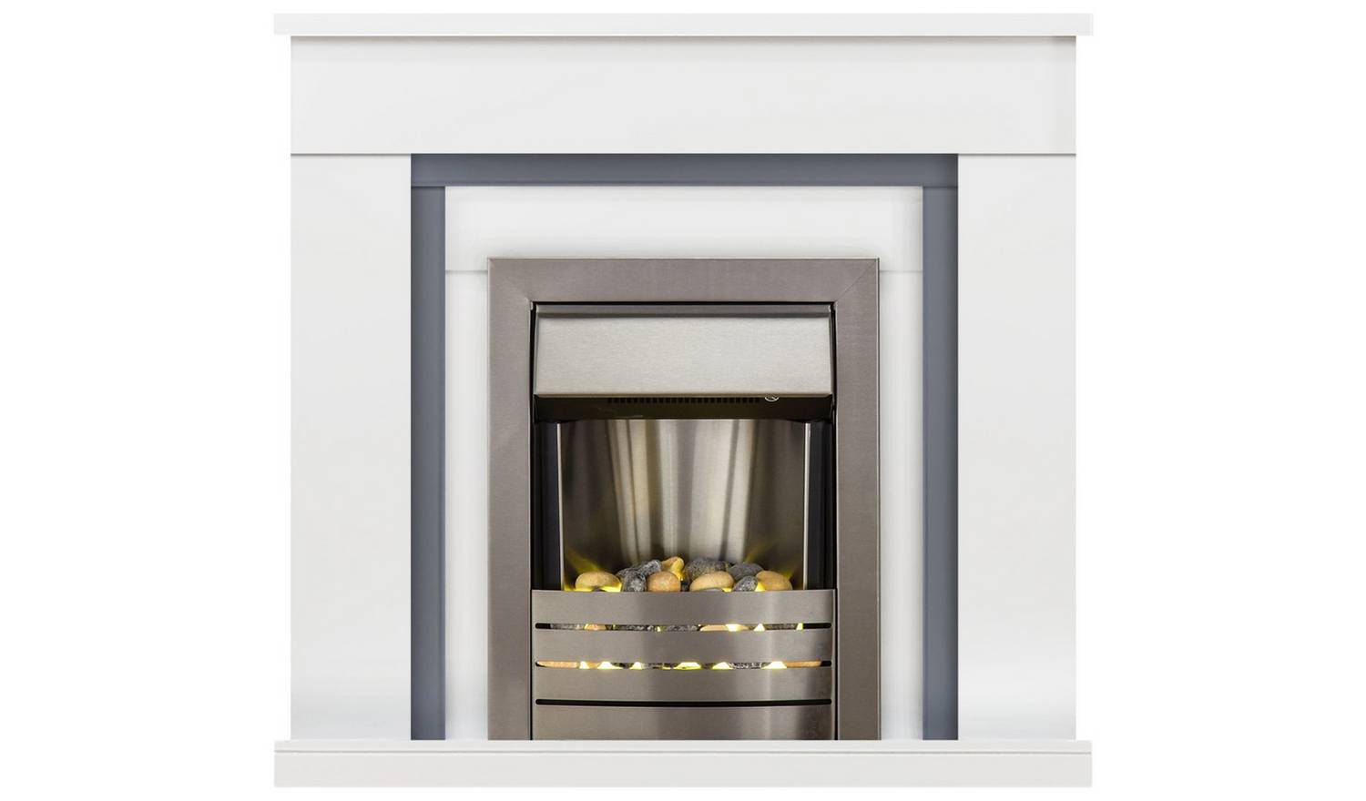 Adam Milan Electric Fire Suite - White and Grey
