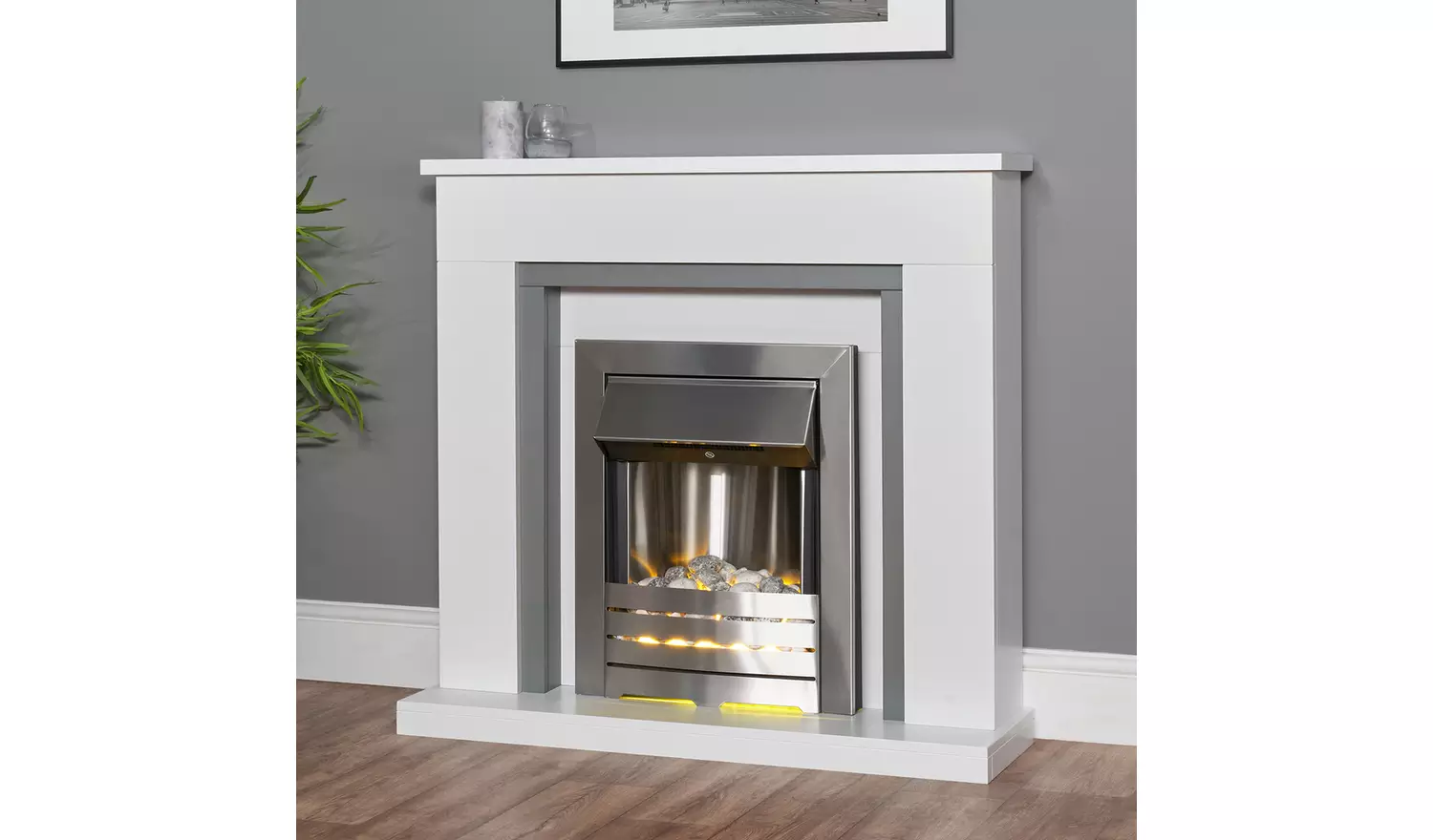 Adam Milan Electric Fire Suite - White and Grey