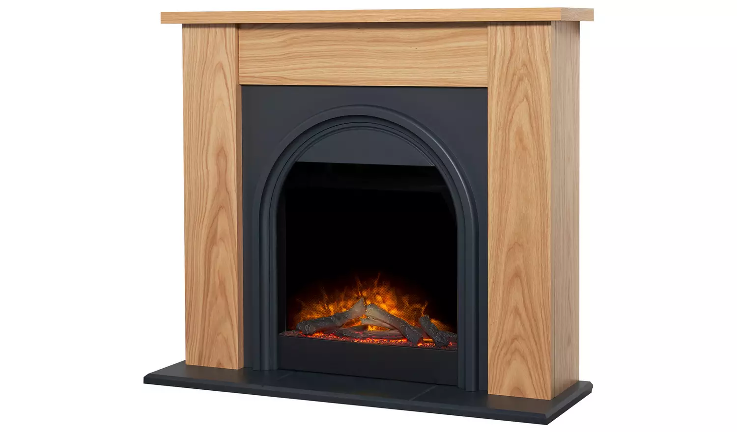 Adam Burlington Electric Fire Suite - Oak and Charcoal Grey