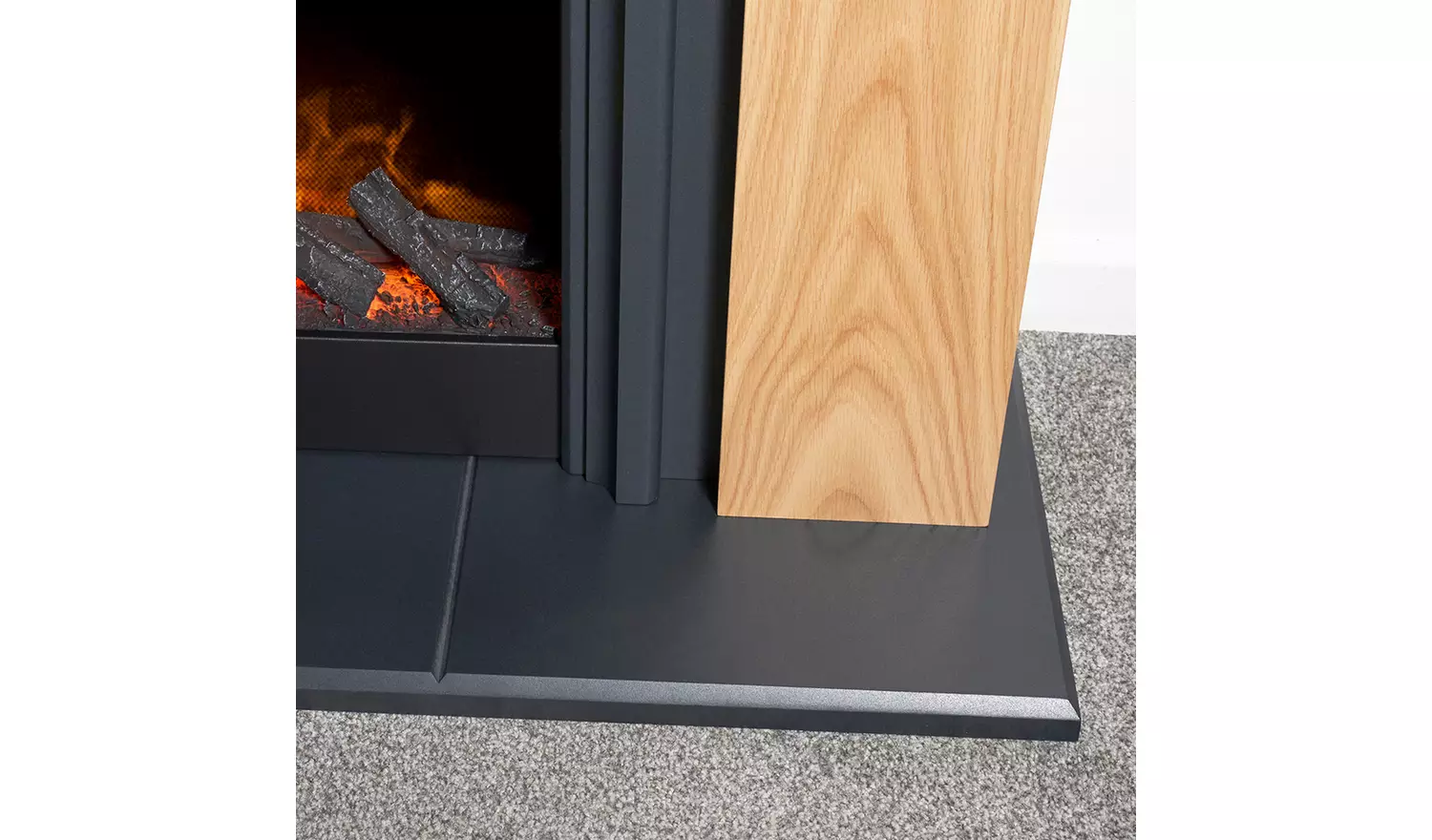 Adam Burlington Electric Fire Suite - Oak and Charcoal Grey