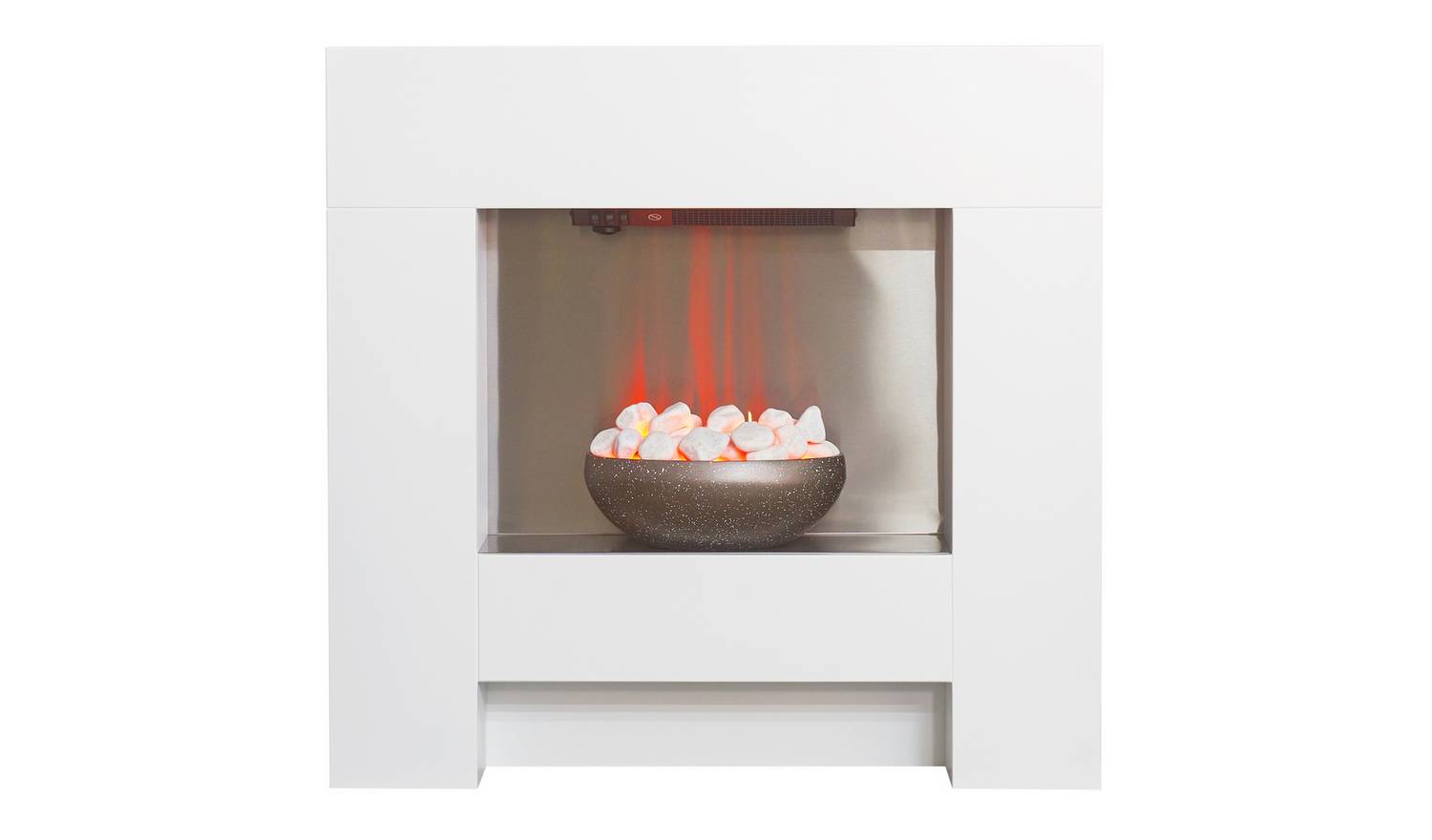 Adam Cubist Electric Freestanding Fire Suite - White