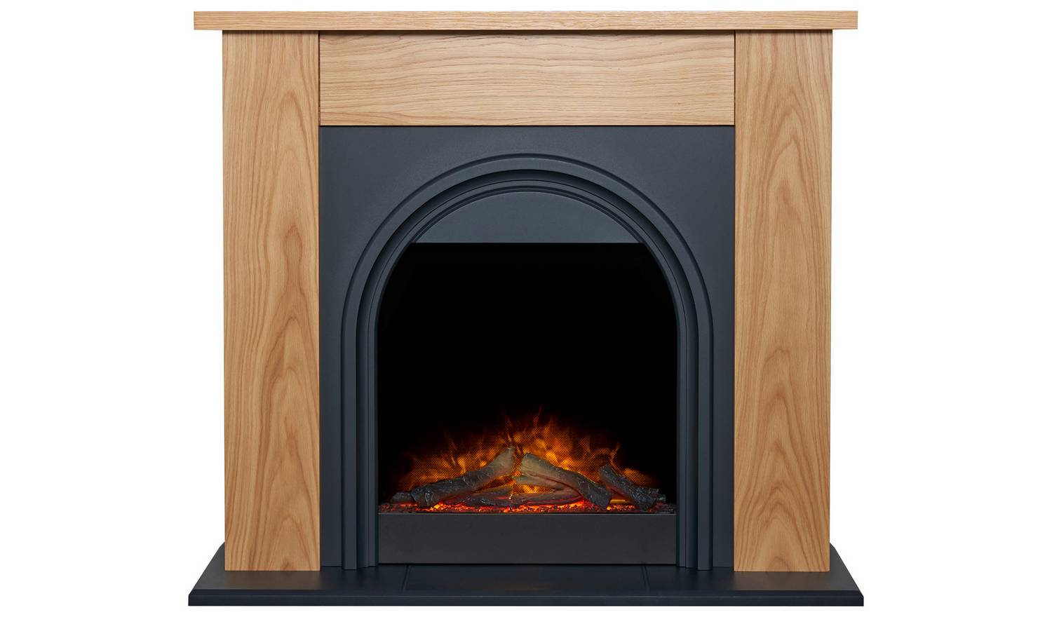 Adam Burlington Electric Fire Suite - Oak and Charcoal Grey