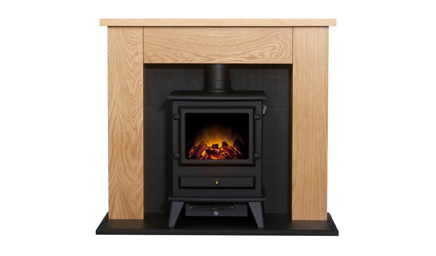 Adam Electric Freestanding Stove Suite - Oak & Black