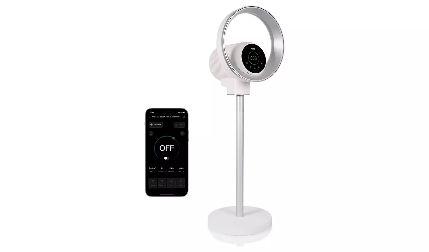 Princess 3-in-1 Smart Fan and Air Purifier - 13 Inch