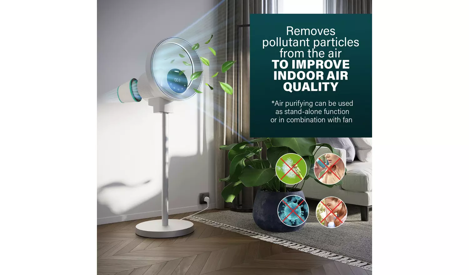 Princess 3-in-1 Smart Fan and Air Purifier - 13 Inch