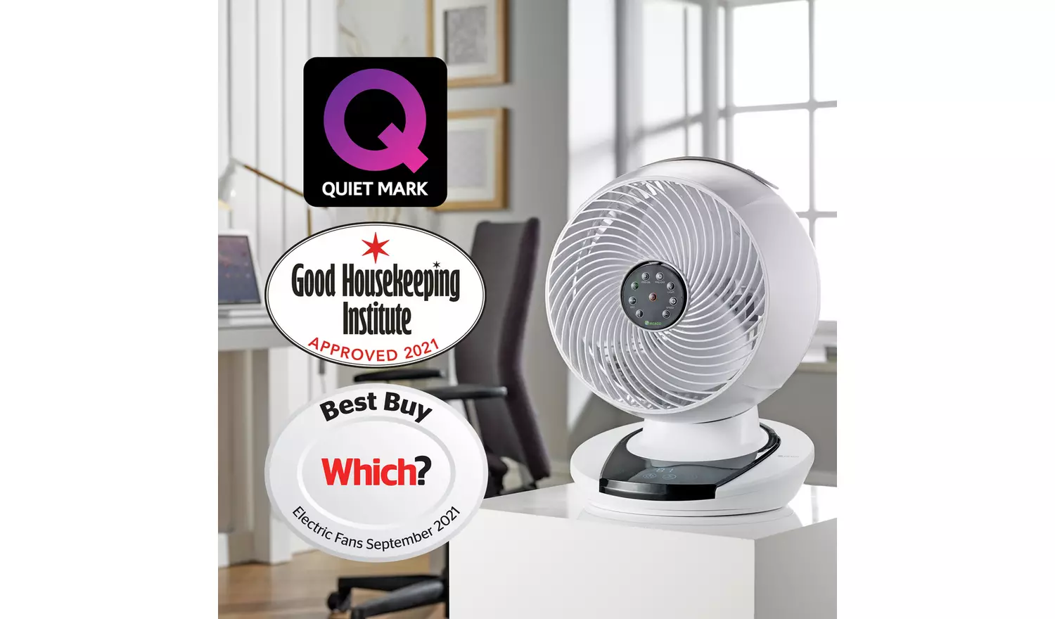 Meaco White Desk Fan - 12 Inch