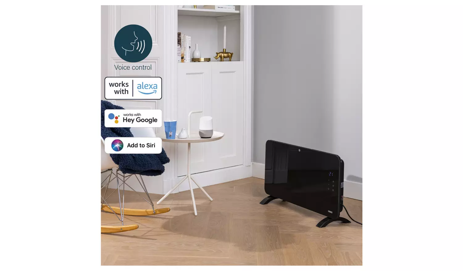 Princess 1.5kW Smart Glass Panel Heater - Black