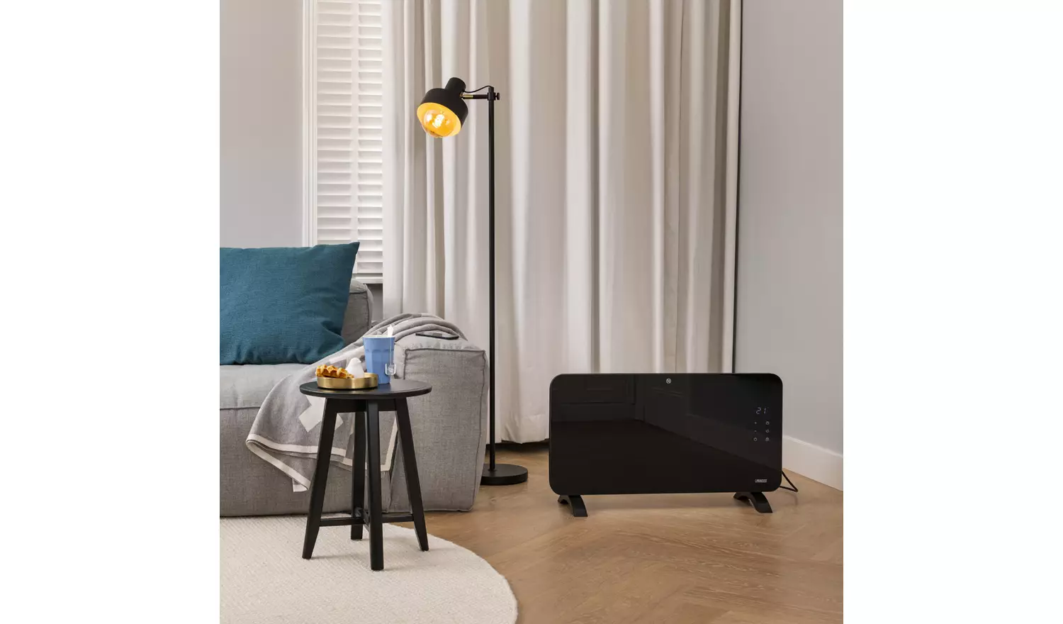 Princess 1.5kW Smart Glass Panel Heater - Black