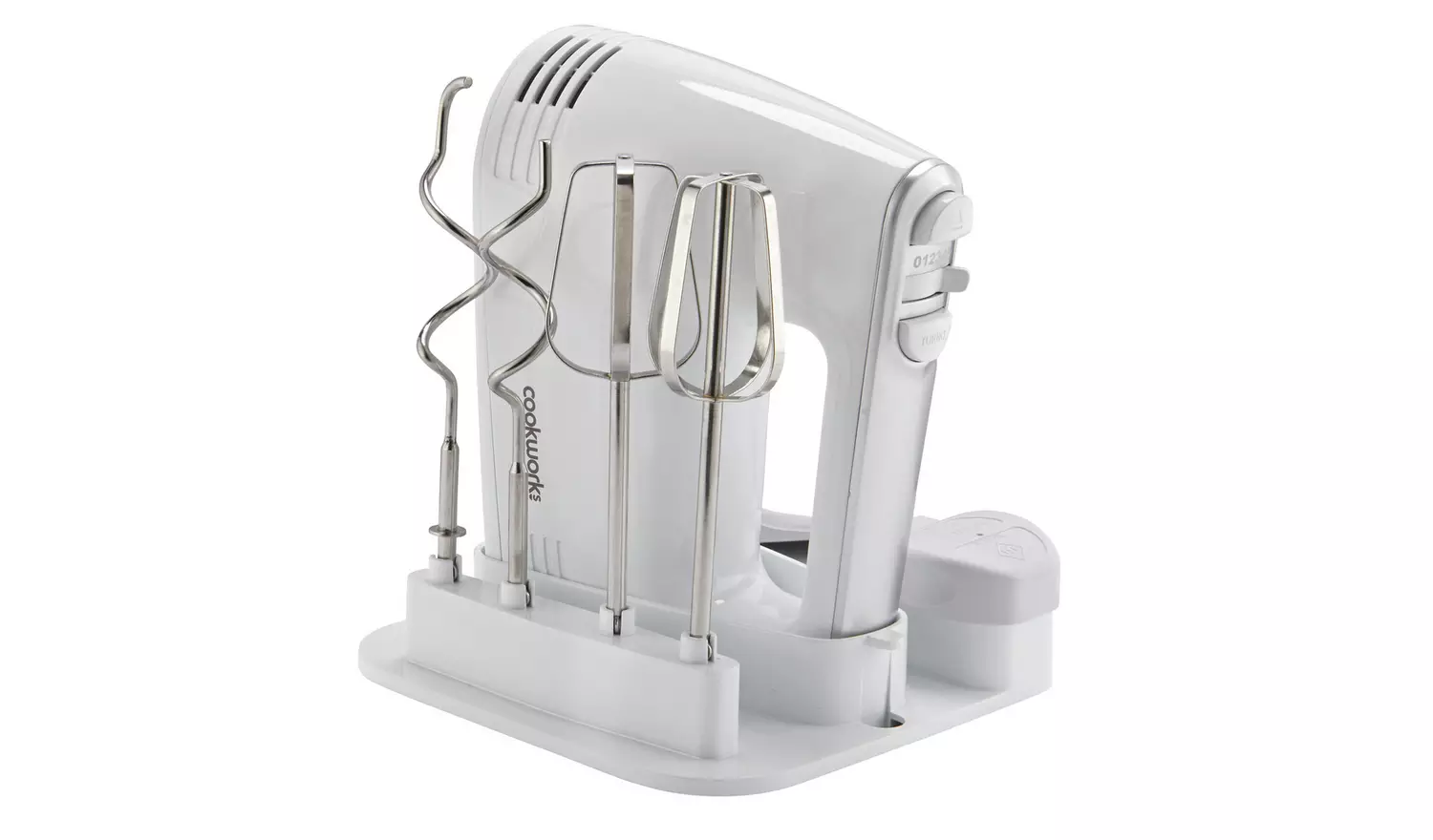 Cookworks Electric Hand Mixer with Storage - White