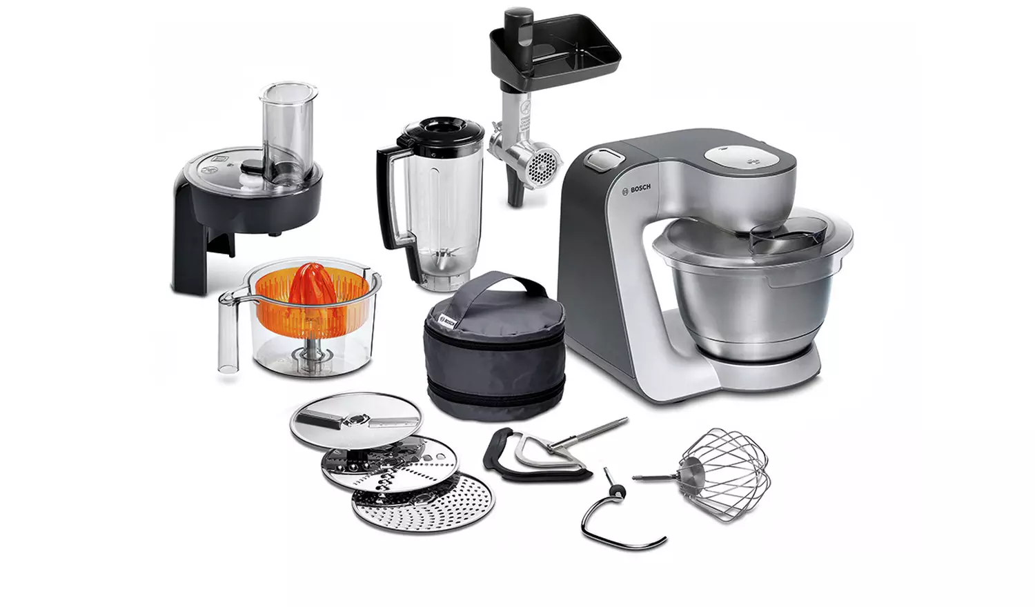 Bosch MUM59340GB 7-in-1 Stand Mixer, Grey & Silver