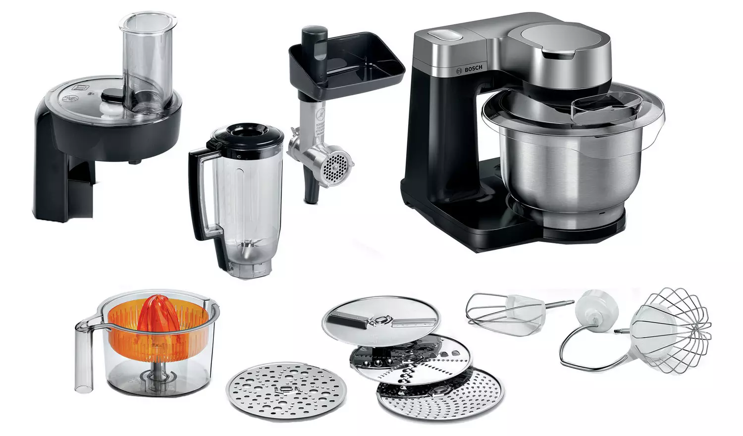 Bosch MUMS2VM40G 7-in-1 Stand Mixer, Juicer, Shredder, Black