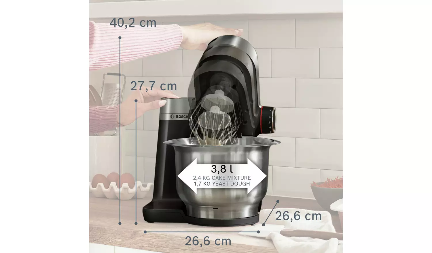 Bosch MUMS2VM40G 7-in-1 Stand Mixer, Juicer, Shredder, Black