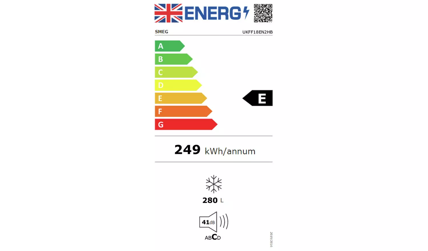 Smeg UKFF18EN2HB Tall Freezer - Black