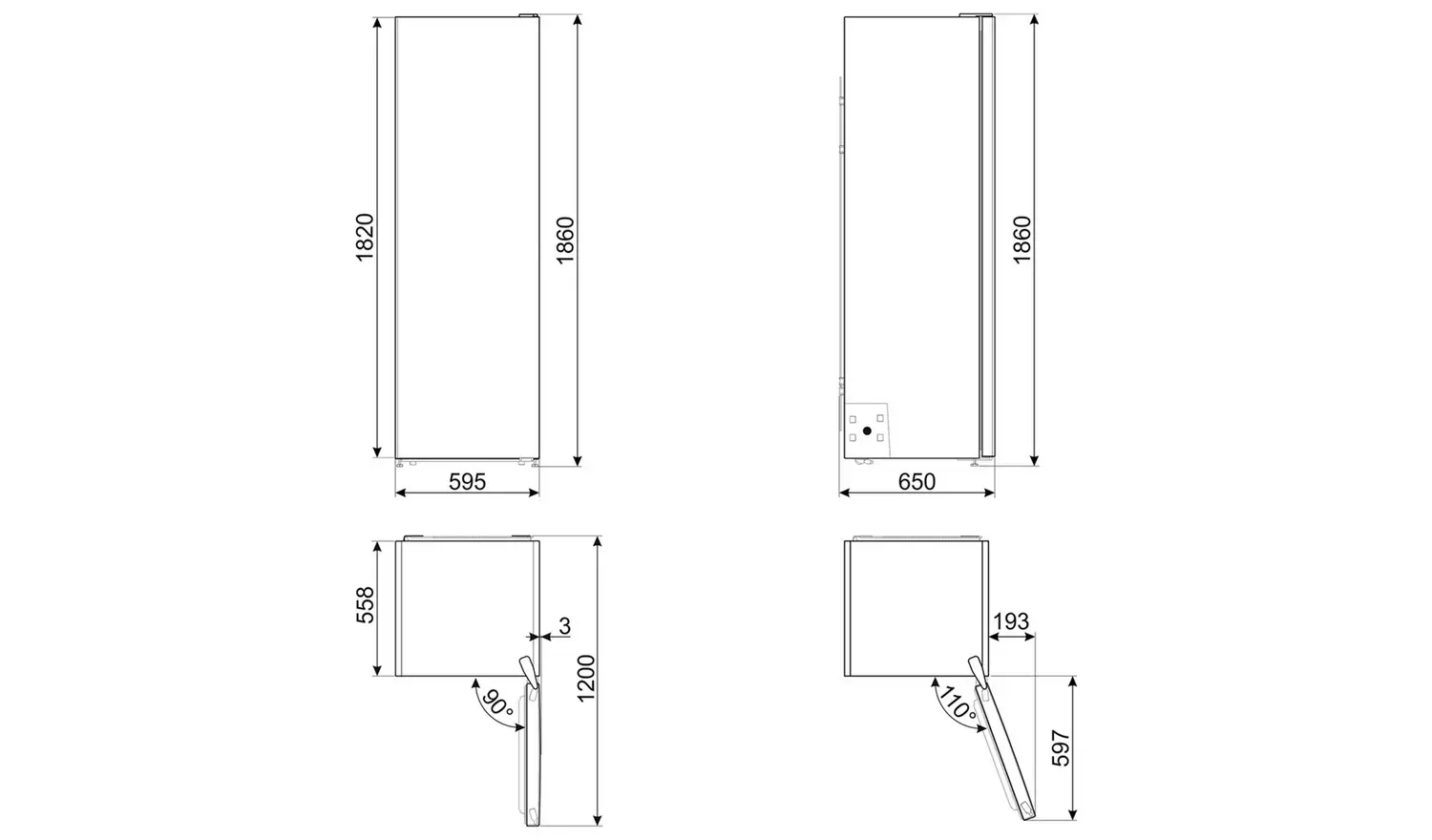 Smeg UKFF18EN2HB Tall Freezer - Black