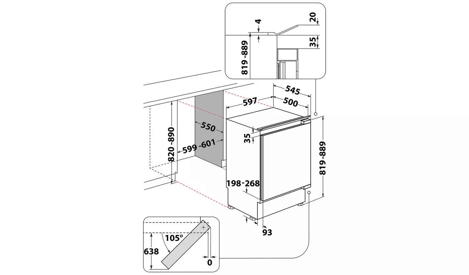 Indesit INBUFZ011UK Integrated Under Counter Freezer-S/Steel