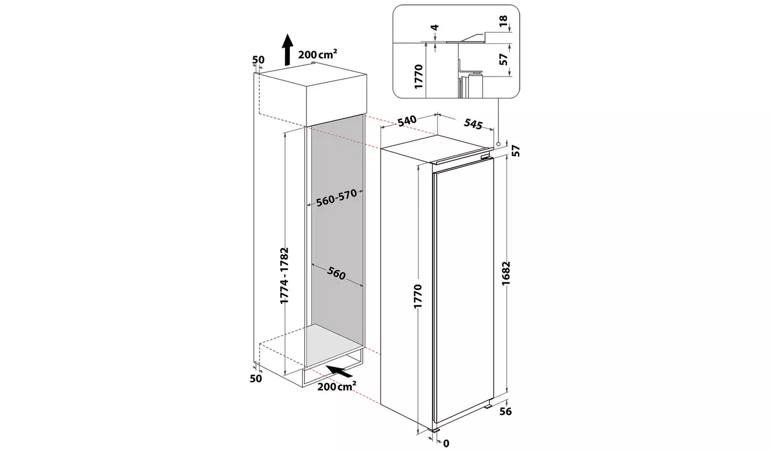 Hotpoint HTSD18F013H1 Integrated Tall Freezer - White