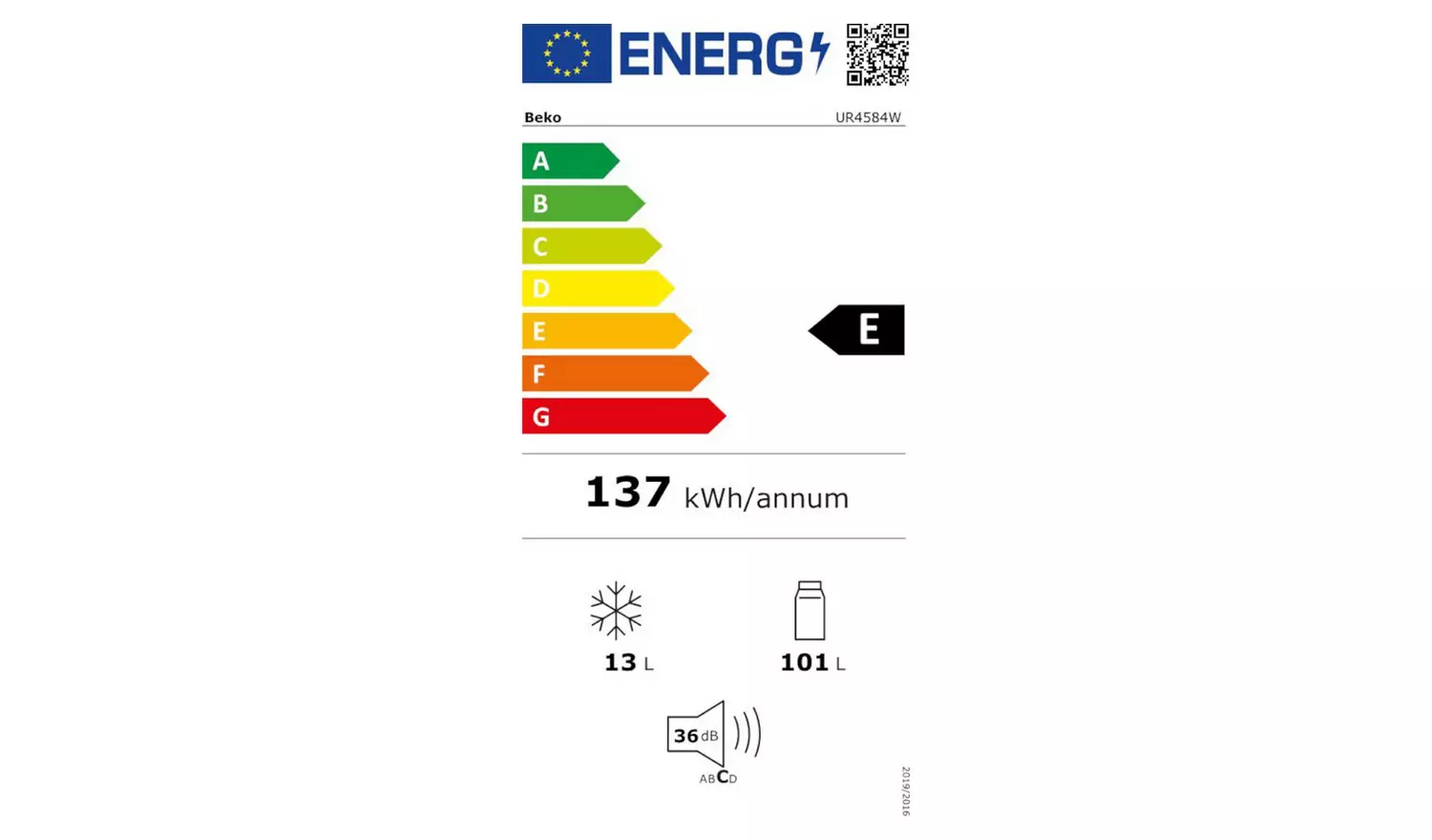 Beko UR4584W Under Counter Fridge Freezer - White