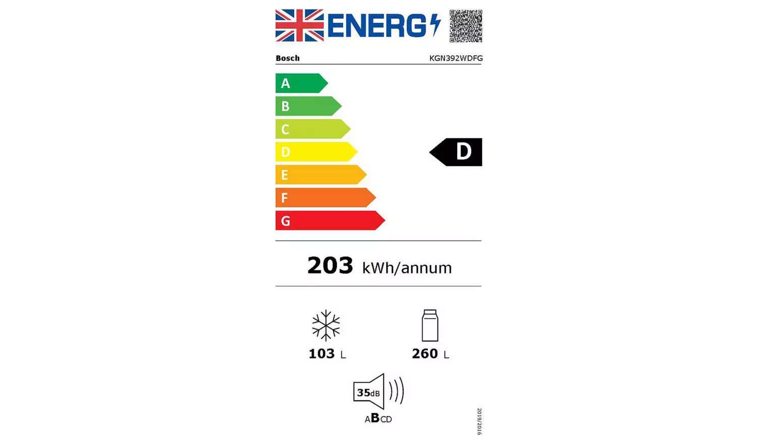 Bosch KGN392WDFG Fridge Freezer - White