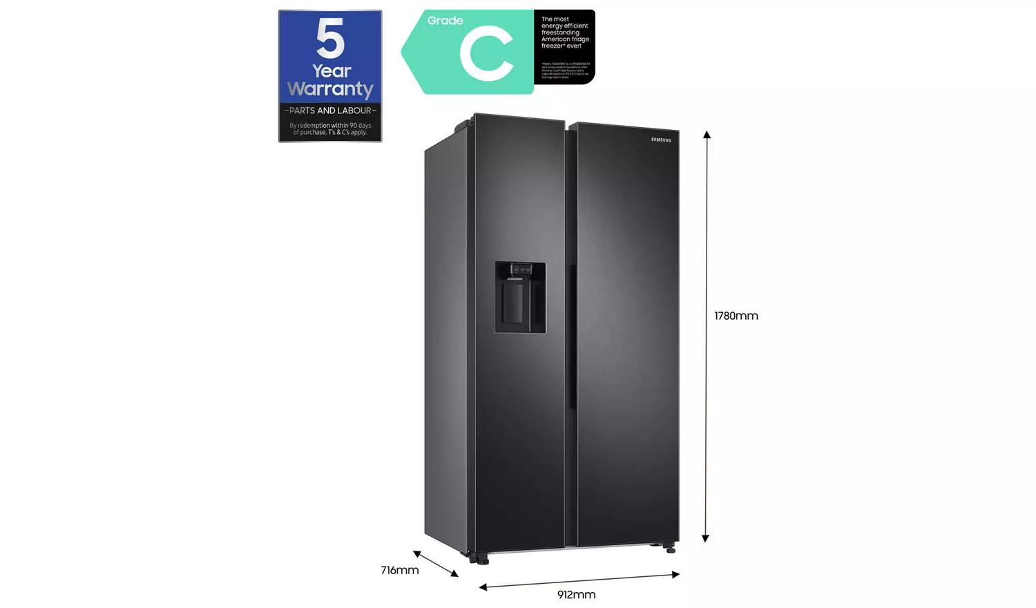 Samsung RS68A884CB1 American Fridge Freezer - Black