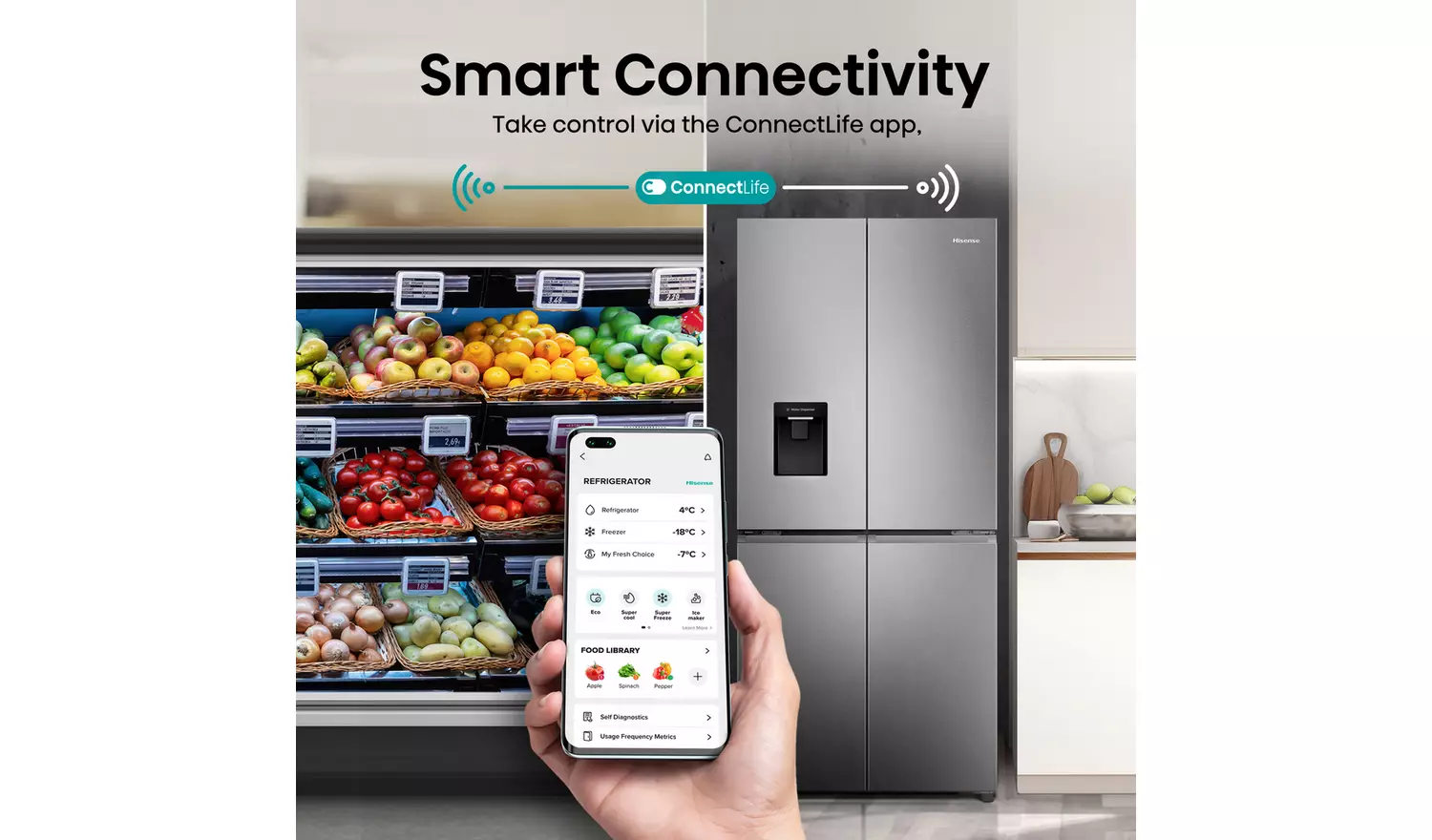 Hisense RQ5P470SMIE American Fridge Freezer-Stainless Steel