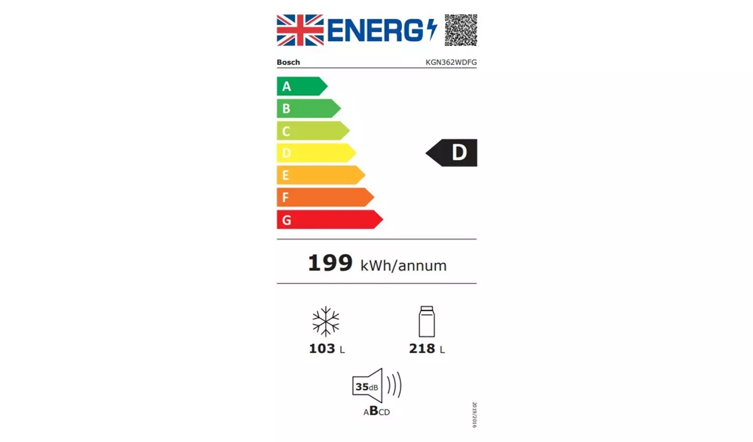 Bosch KGN362WDFGFridge Freezer - White
