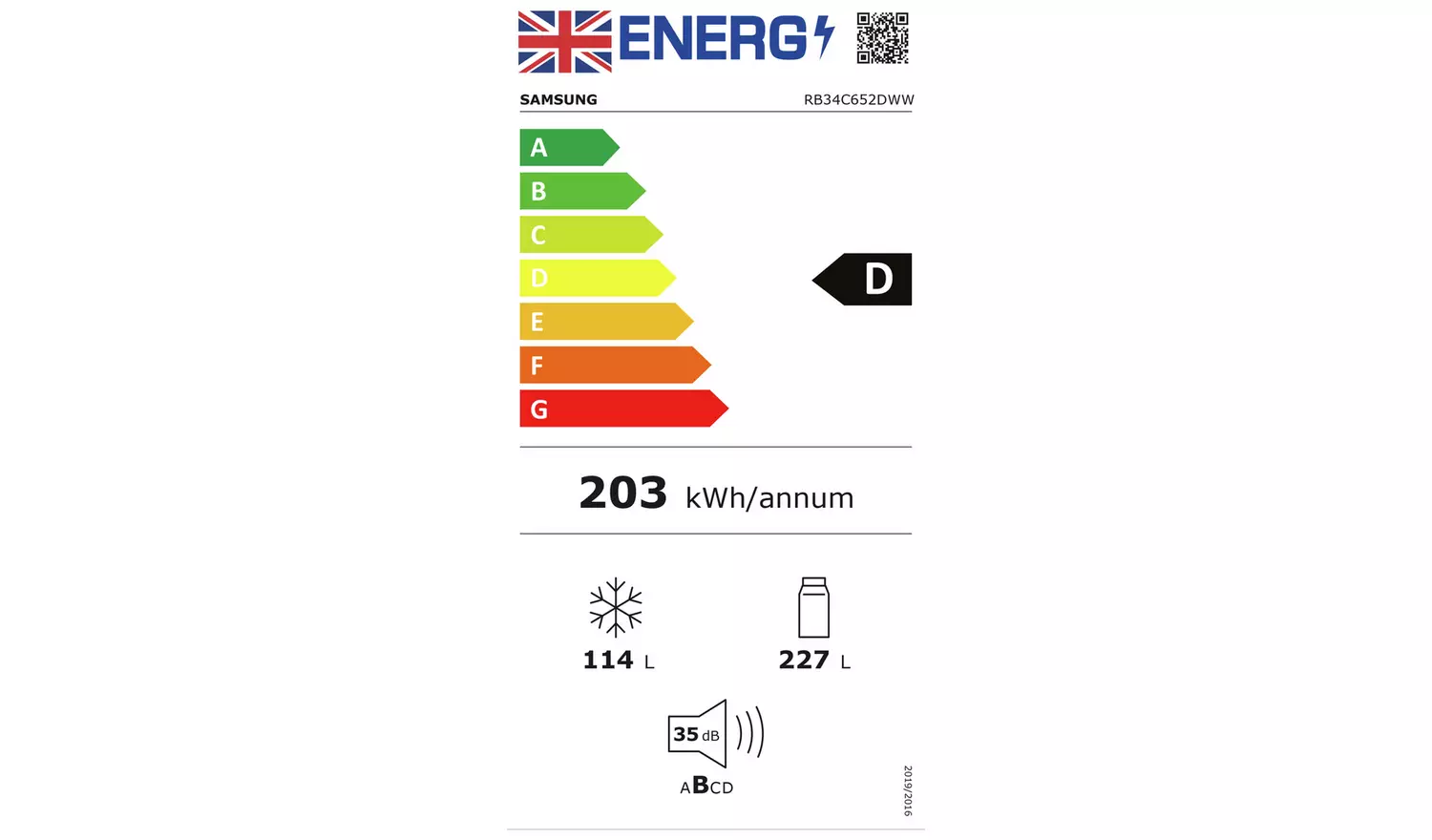 Samsung RB34C652DWW Freestanding Fridge Freezer - White