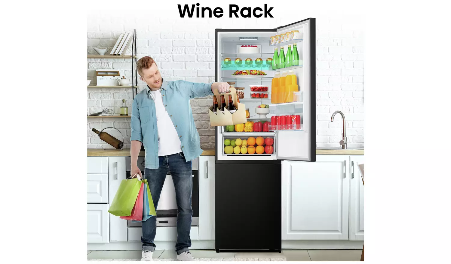 Hisense RB435N4WFE Freestanding Fridge Freezer - Black