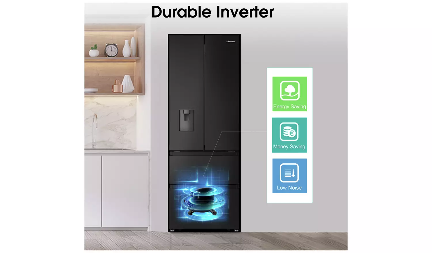 Hisense RF632N4WFE American Fridge Freezer - Black