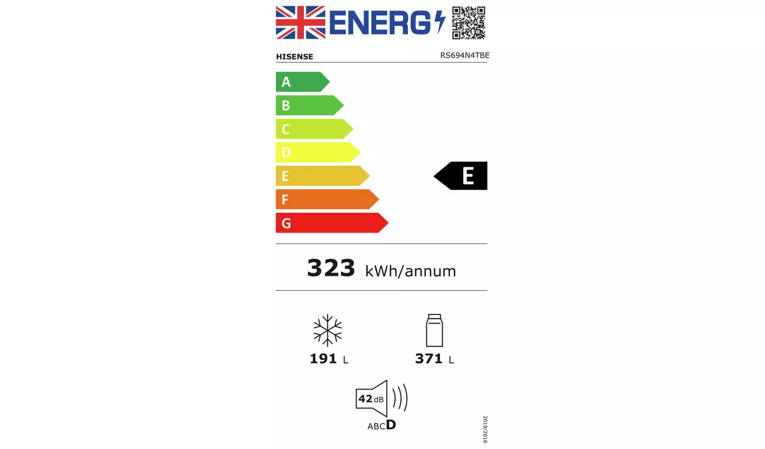Hisense RS694N4TBE American Fridge Freezer - Black