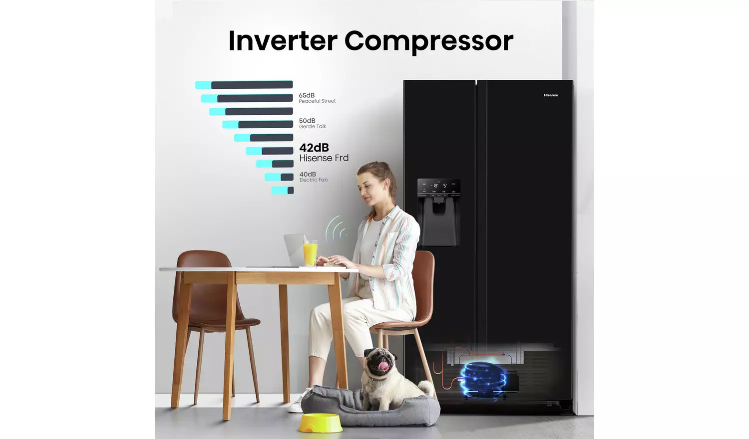 Hisense RS694N4TBE American Fridge Freezer - Black