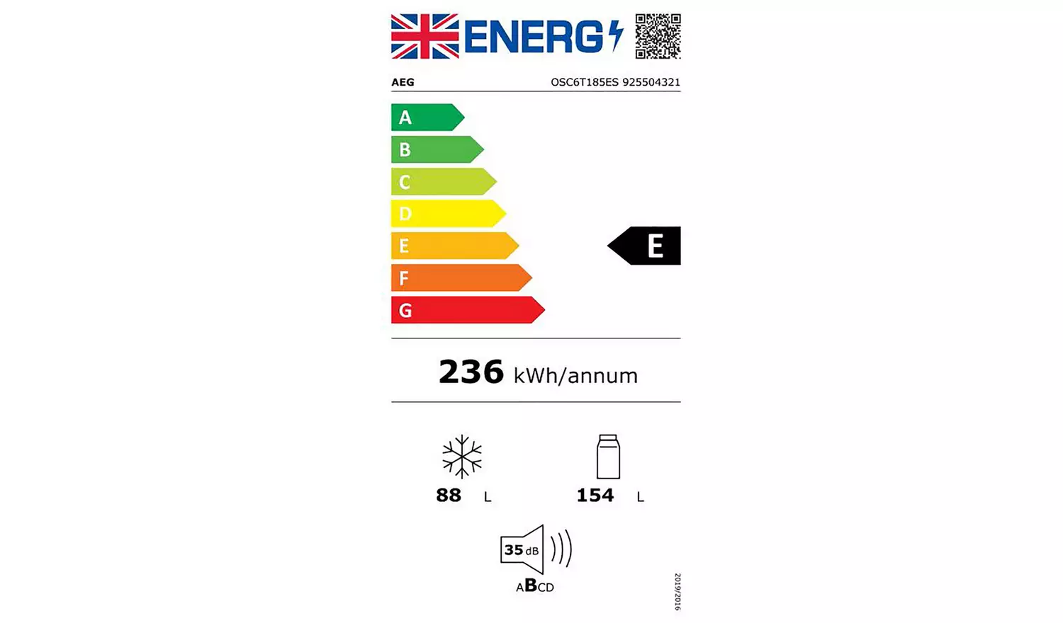 AEG OSC6T185ES Integrated Fridge Freezer - White
