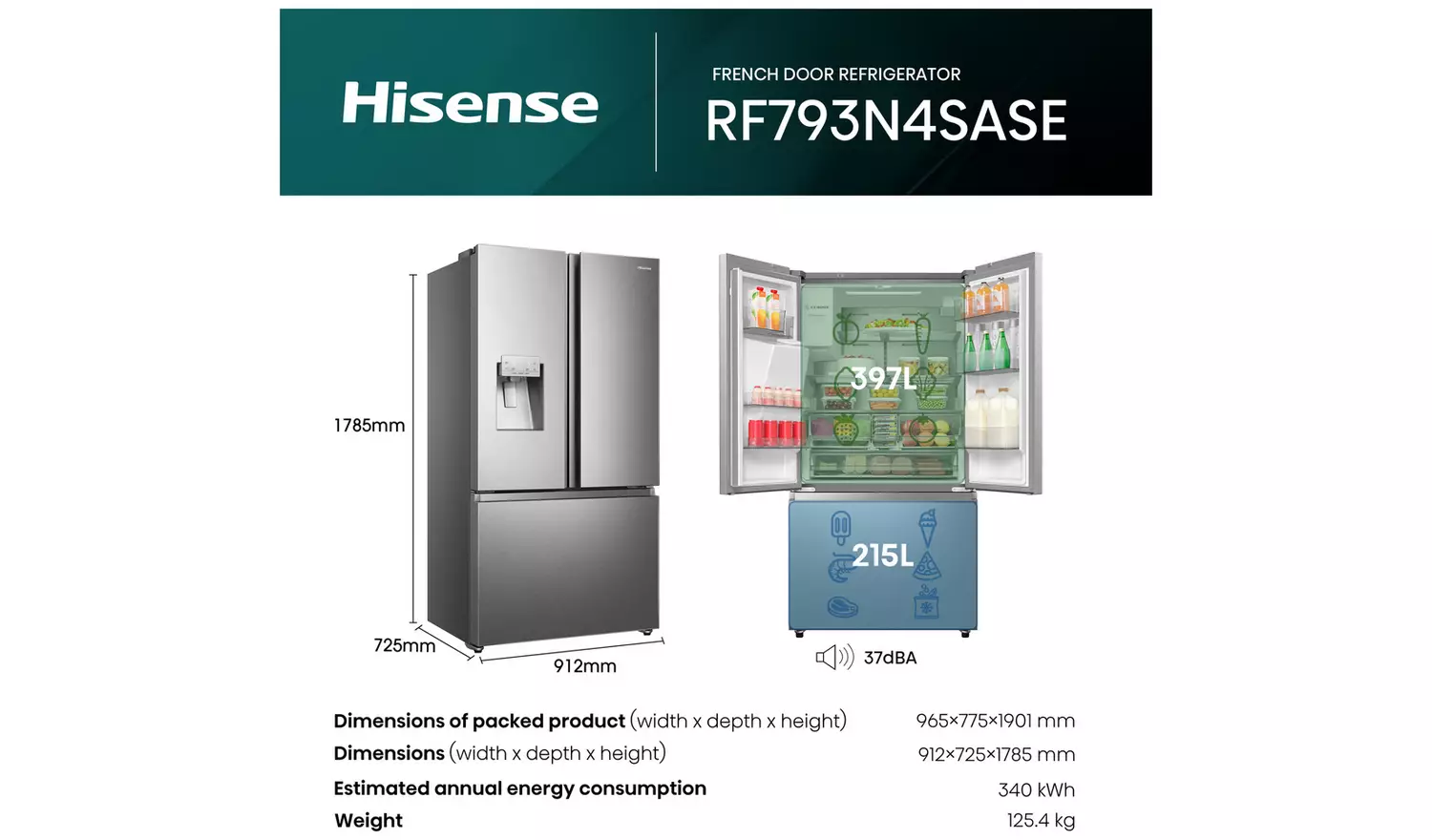 Hisense RF793N4SASE American Fridge Freezer - S/Steel