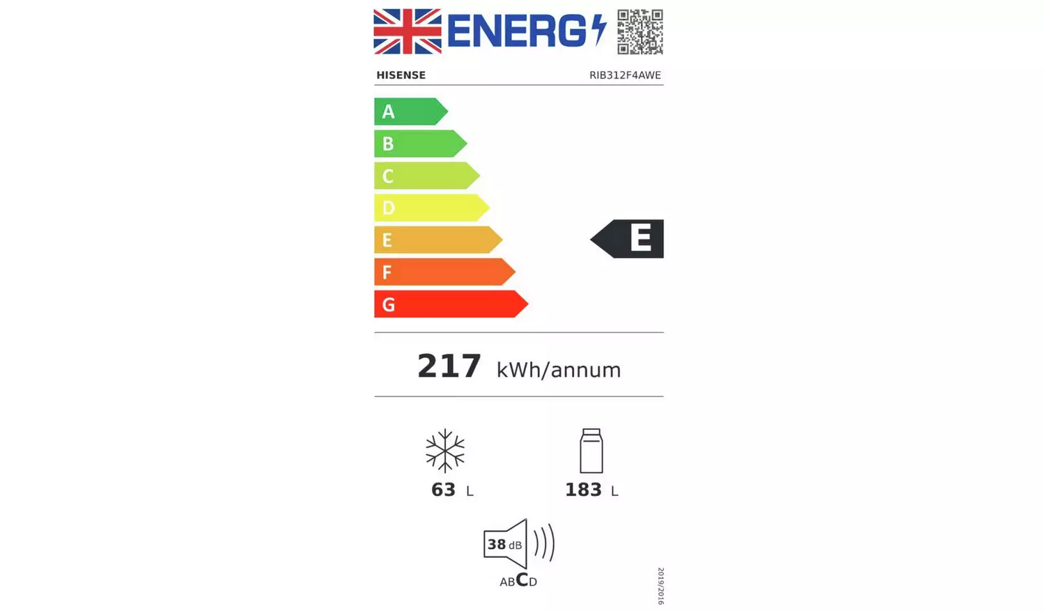 Hisense RIB312F4AWE Integrated Fridge Freezer - White