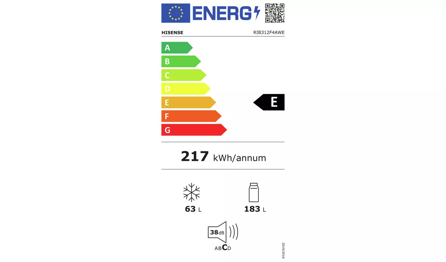 Hisense RIB312F4AWE Integrated Fridge Freezer - White