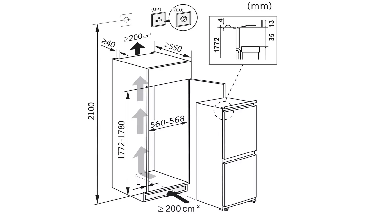 Hisense RIB312F4AWE Integrated Fridge Freezer - White