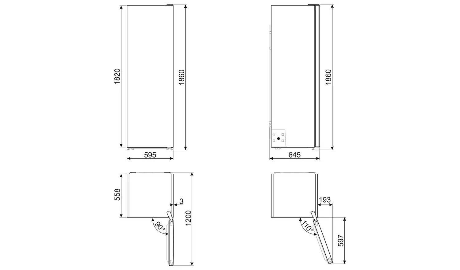 Smeg UKFS18EV2HB Tall Larder Fridge - Black