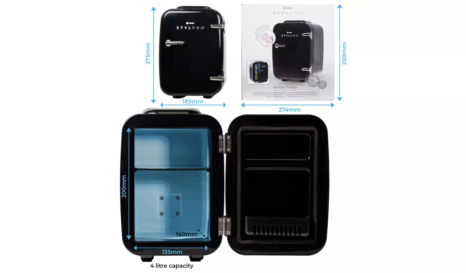 Stylpro 4 Litre Exclusive Beauty Fridge - Black