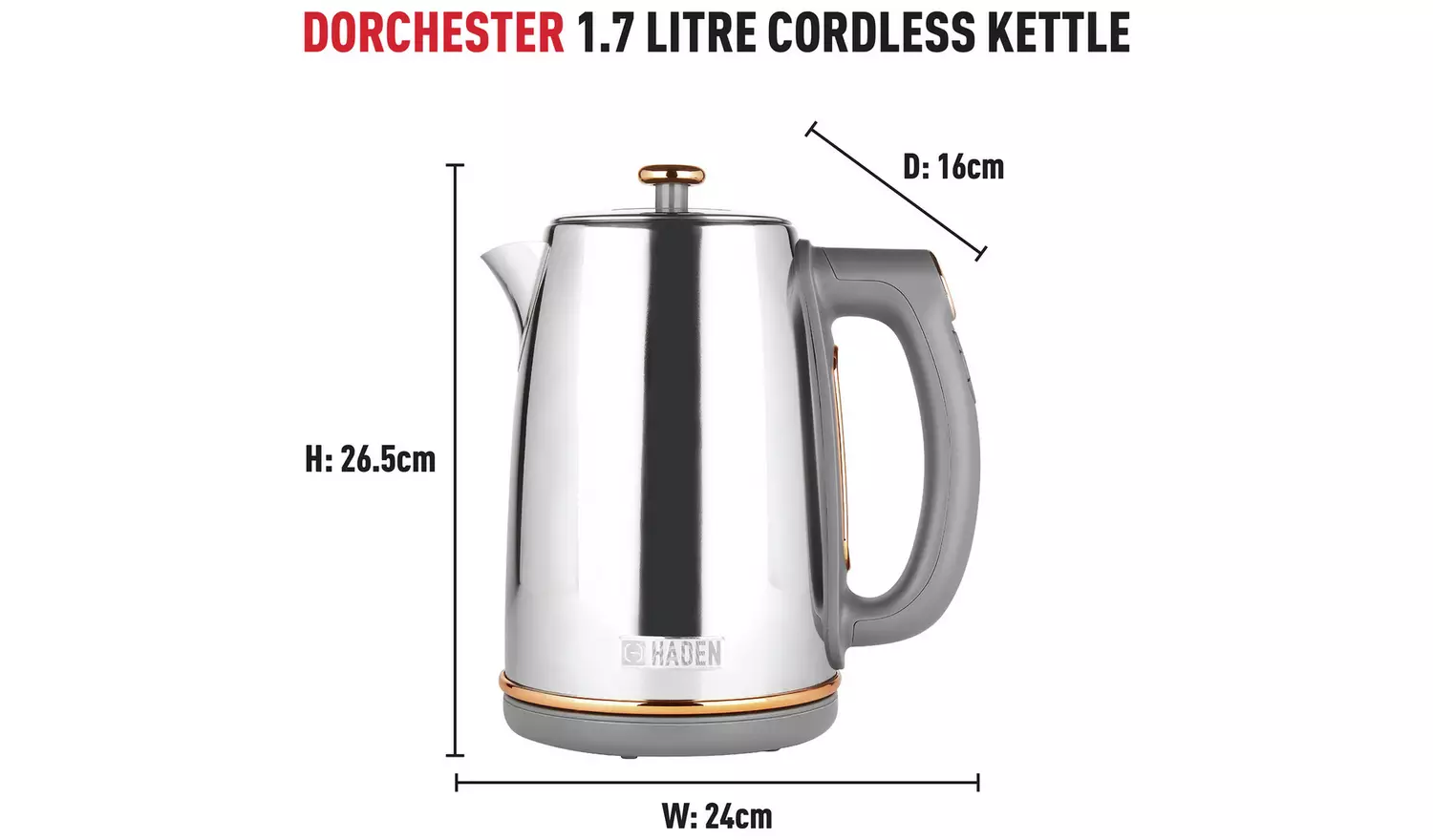 Haden 206817 Dorchester Kettle & 4 Slice Toaster - Chrome